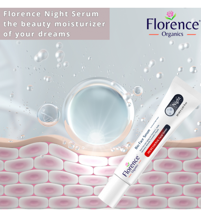 Organic Face Serum, Night Repair with Vitamin C Serum & Hyaluronic Acid 30 ml. Florence Organics