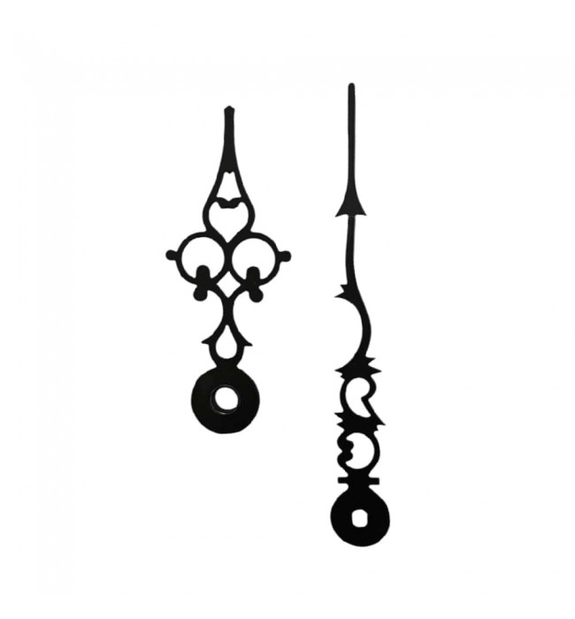Pair of antique clock hands – Aluminum, Black, 60 mm