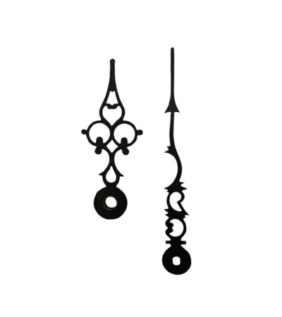 Pair of antique clock hands – Aluminum, Black, 87 mm