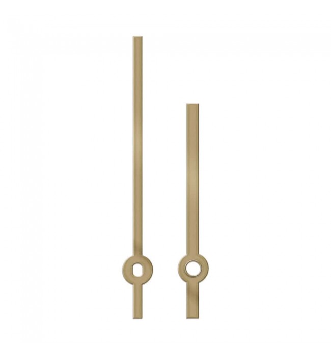 Pair of clock hands, baton-style, length 100 mm, aluminum, gold tone
