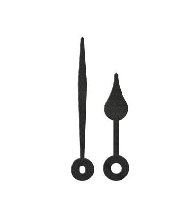 Pair of Pear-Shaped clock hands – plastic, black, 65 mm