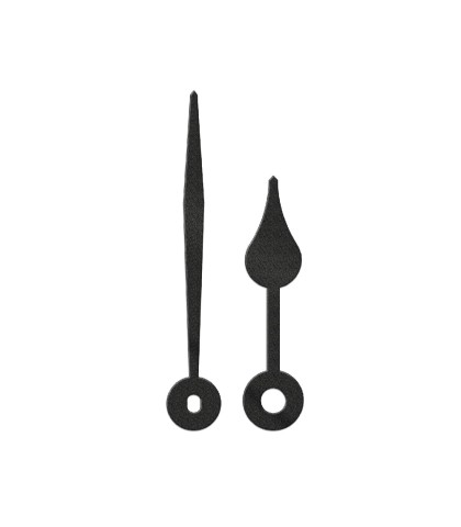 Pair of Pear-Shaped clock hands β plastic, black, 65 mm