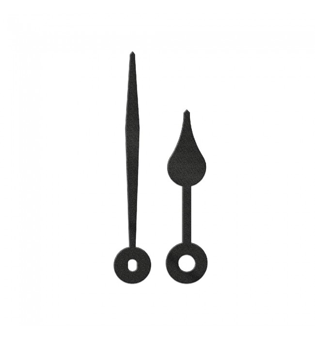 Pair of Pear-Shaped clock hands – plastic, black, 65 mm