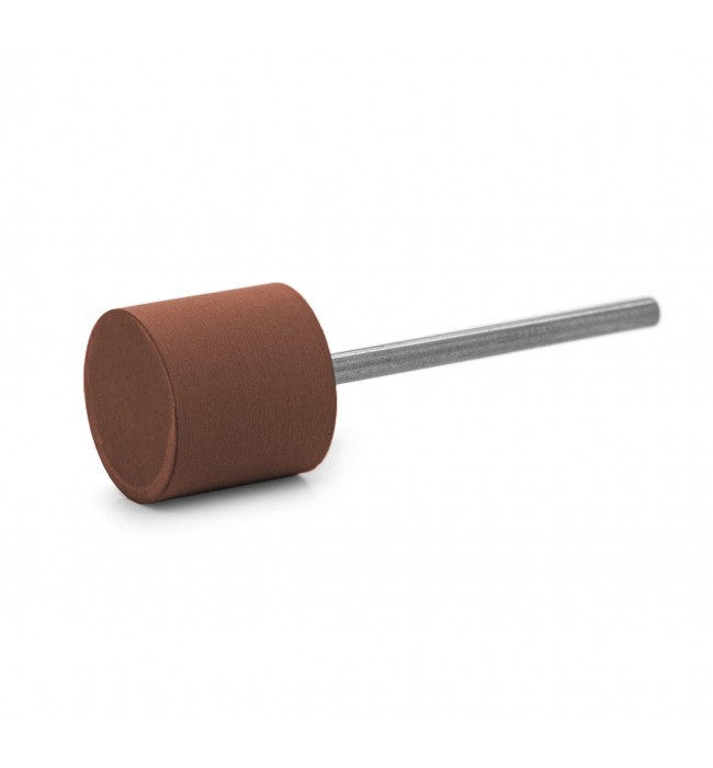 Polisher red-brown soft cylinder, Ø 14 x 12 mm, soft, grain fine, HP-shank