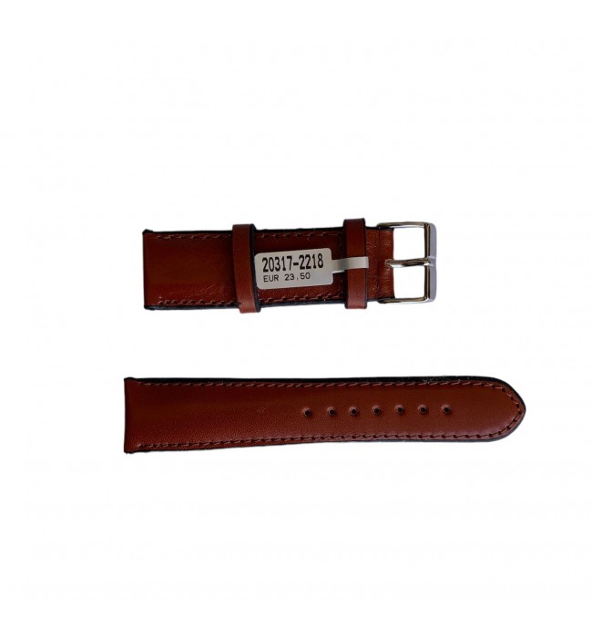 Reddish brown leather strap for watch 22 mm