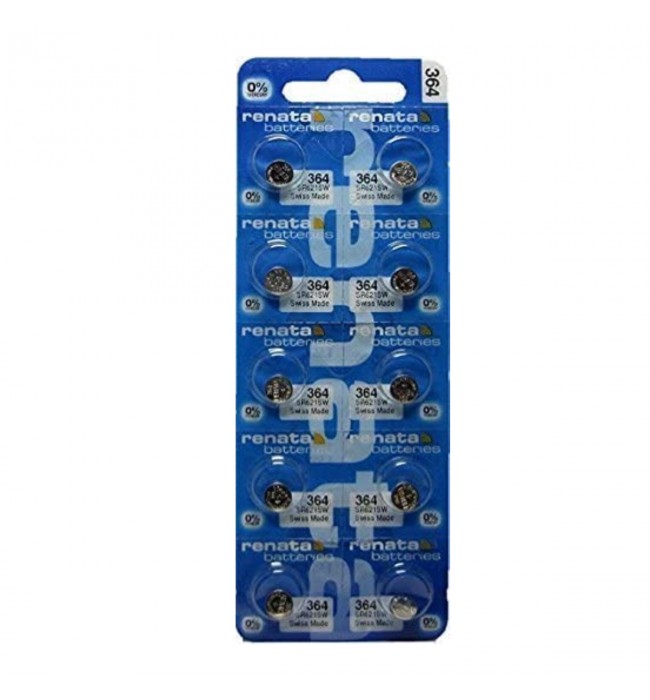 Renata Silver Oxide Watch Battery 364 - SR621SW (10 Batteries)