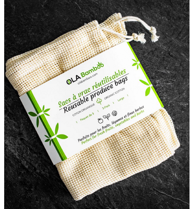 Set of 3 Reusable Produce Bags – Ola Bamboo