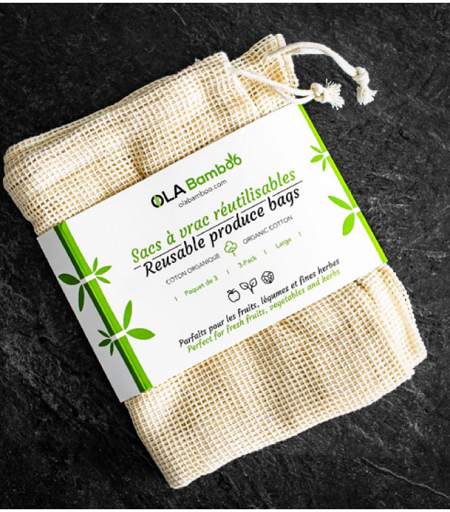 Set of 3 Reusable Produce Bags – Ola Bamboo