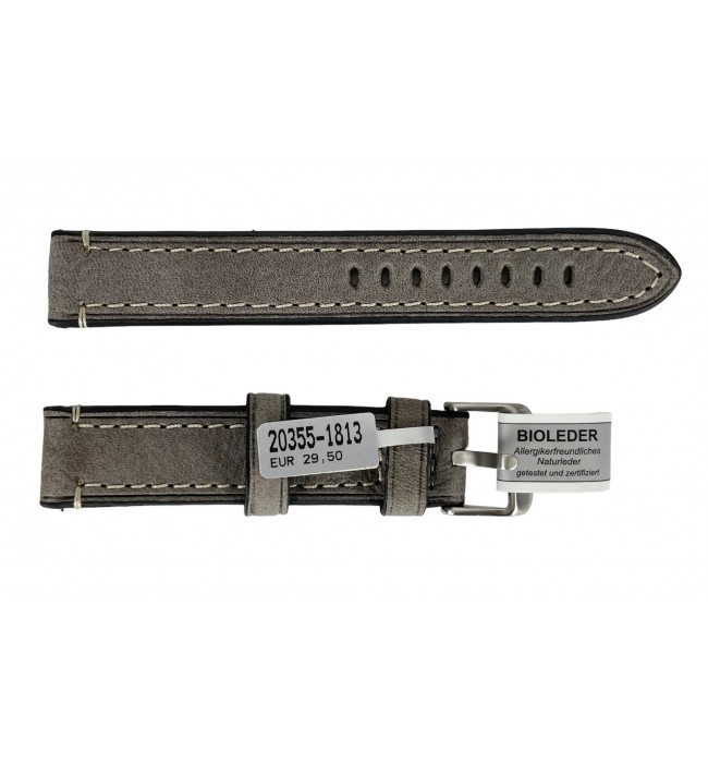 Rodeosoft Chrono dark grey watch leather strap 18 mm