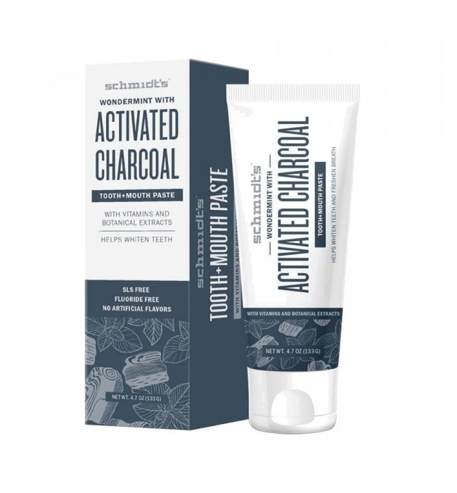 Schmidt's Naturals Activated Charcoal with Wondermint® tooth+mouth paste 133g