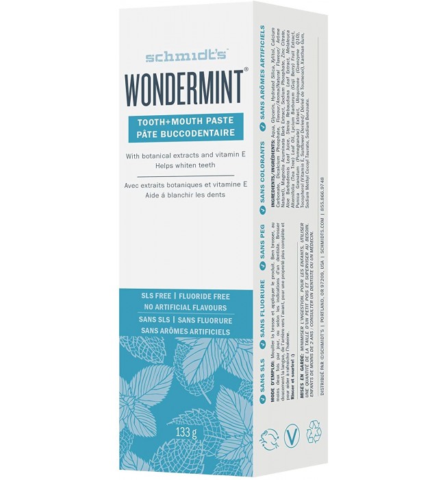 Schmidt's Wondermint tooth+mouth paste 133g
