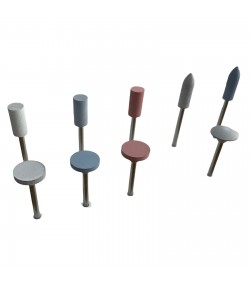 Set of 12 miniature mounted silicone polisher for metals, ceramics and plastics