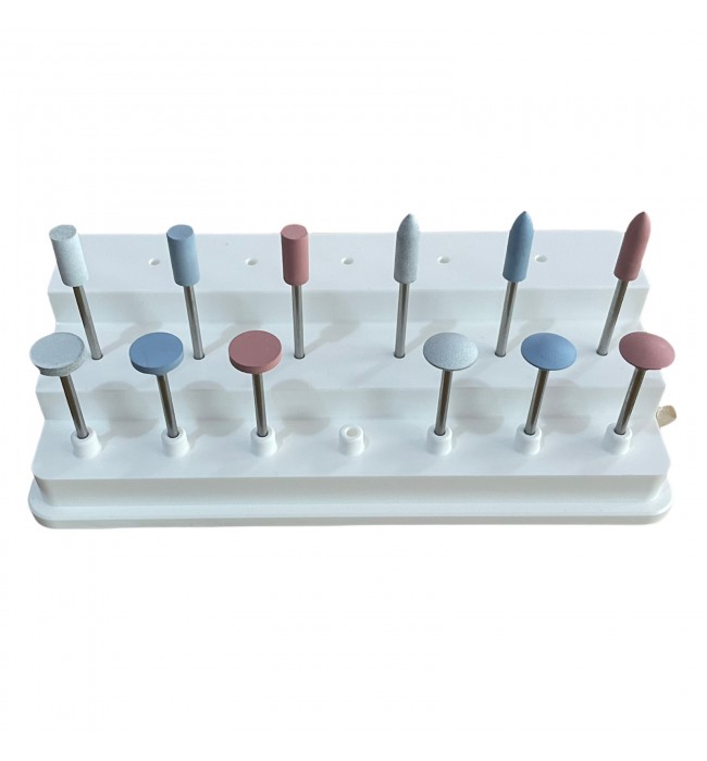 Set of 12 miniature mounted silicone polisher for metals, ceramics and plastics