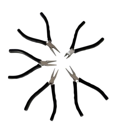 Set of 5 of pliers for jewelers and watchmakers, 130 mm