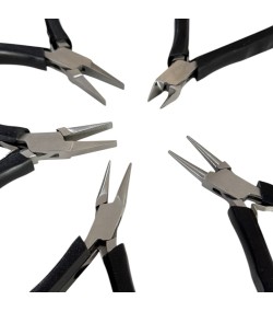 Set of 5 of pliers for jewelers and watchmakers, 130 mm