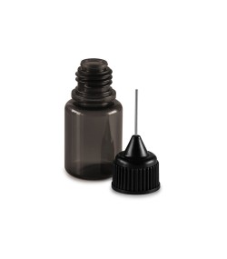 Set of 9 bottles, 5 - 50 ml, black with caps, dosing aids and funnel