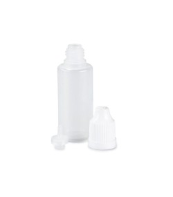 Set of 9 bottles, 5 - 50 ml, white with caps, dosing aids and funnel