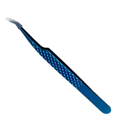 Shinezy stainless steel curved blue tweezer, non-magnetic for watchmakers and jewellers, 120mm