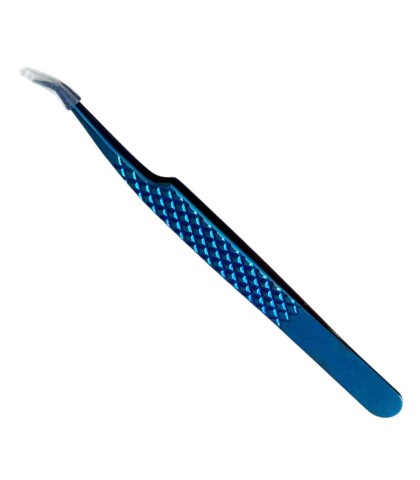 Shinezy stainless steel curved blue tweezer, non-magnetic for watchmakers and jewellers, 120mm