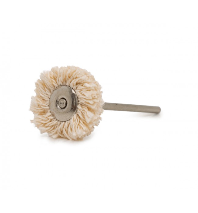 Small buff coarse cotton thread polishing wheel brush Ø 22 mm, HP shaft