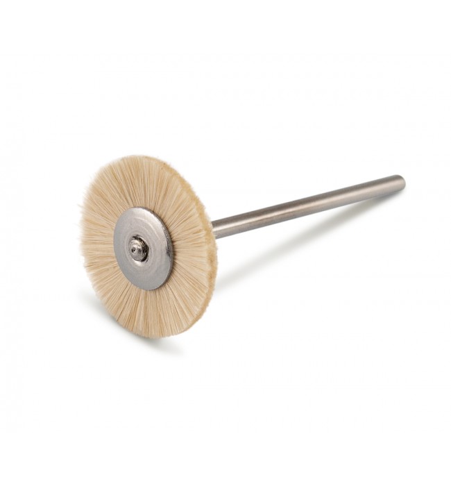 Small circular soft polishing brush wheel goat hair Ø 22 mm, soft, HP-shank