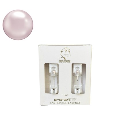 Studex 14k white solid gold with pearl Pink Earrings, 4mm, 7514-4674