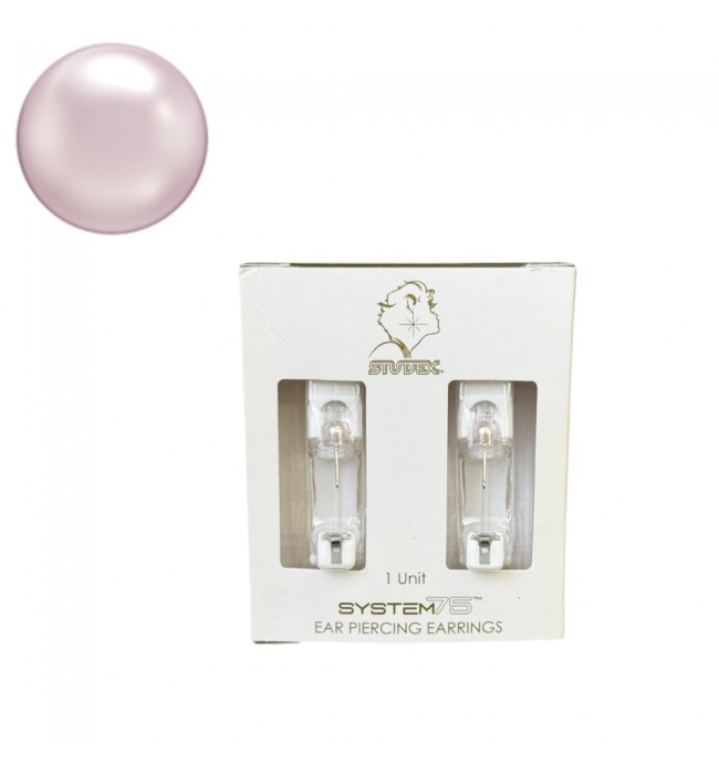 Studex 14k white solid gold with pearl Pink Earrings, 4mm, 7514-4674
