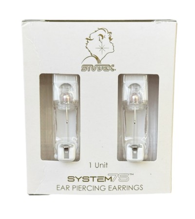 Studex 14k white solid gold with pearl Pink Earrings, 4mm, 7514-4674