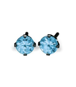 Studex black steel Earrings with Blue Cubic zirconia, 4mm, 7517-0170
