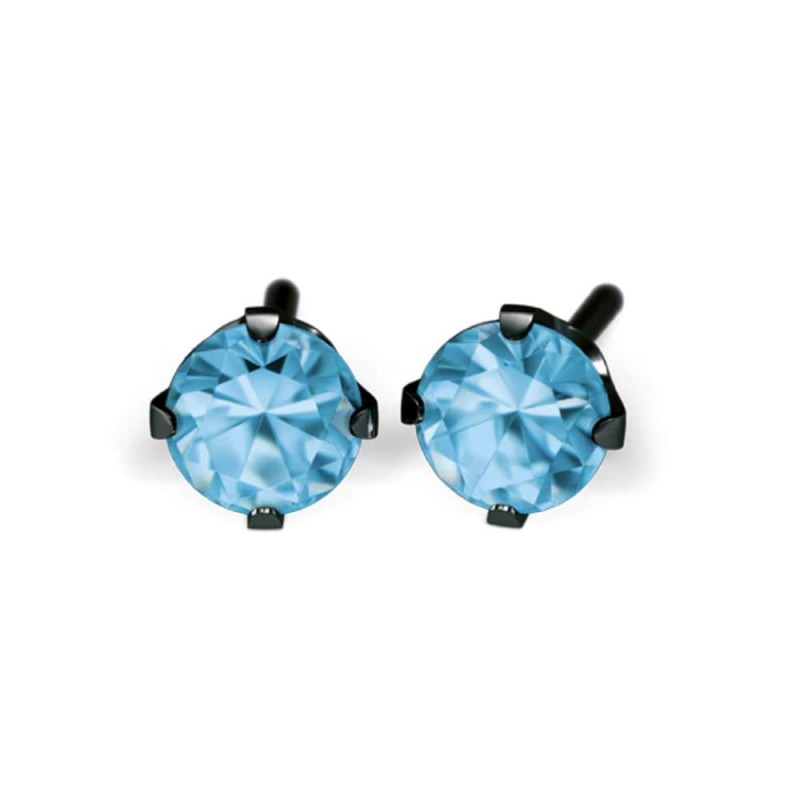 Studex black steel Earrings with Blue Cubic zirconia, 4mm, 7517-0170 Studex black steel Earrings with Blue Cubic zirconia, 4mm, 7517-0170