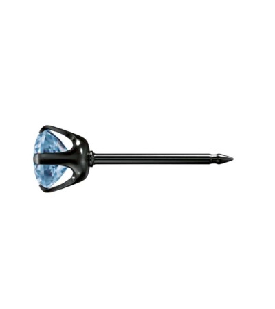 Studex black steel Earrings with Blue Cubic zirconia, 4mm, 7517-0170