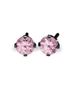 Studex black steel Earrings with Pink Cubic zirconia, 4mm, 7517-0150