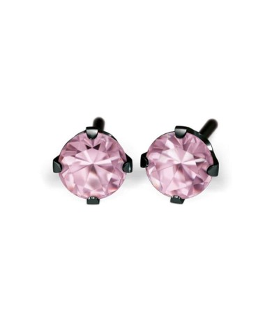 Studex black steel Earrings with Pink Cubic zirconia, 4mm, 7517-0150