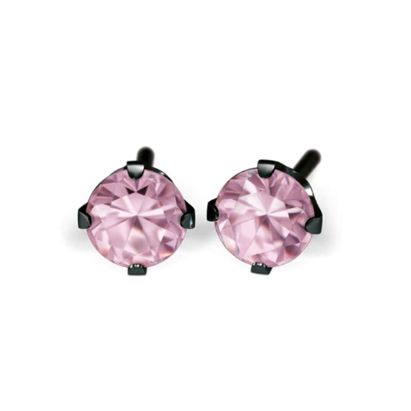 Studex black steel Earrings with Pink Cubic zirconia, 4mm, 7517-0150 Studex black steel Earrings with Pink Cubic zirconia, 4mm, 7517-0150