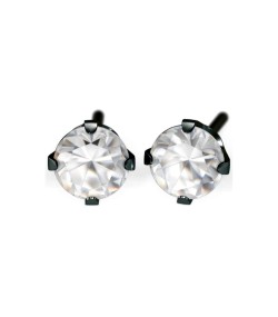 Studex black steel Earrings with White Cubic zirconia, 4mm, 7517-0100