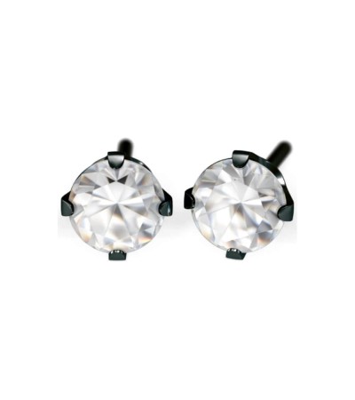 Studex black steel Earrings with White Cubic zirconia, 4mm, 7517-0100