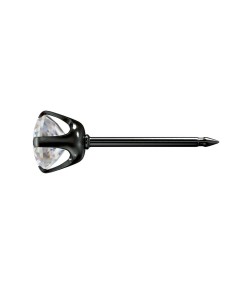 Studex black steel Earrings with White Cubic zirconia, 4mm, 7517-0100