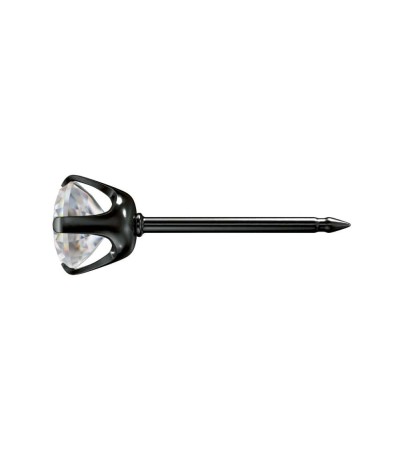 Studex black steel Earrings with White Cubic zirconia, 4mm, 7517-0100