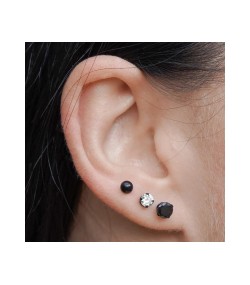 Studex black steel Earrings with White Cubic zirconia, 4mm, 7517-0100