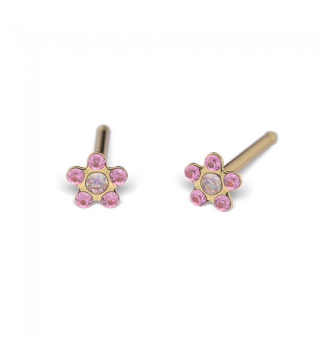 Studex Gold-Plated Baby Daisy October Rose Earrings, 3mm, 7581-6015