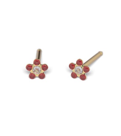 Studex Gold-Plated Baby Daisy Ruby Earrings, 3mm, 7581-6074