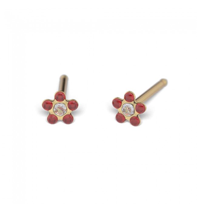 Studex Gold-Plated Baby Daisy Ruby Earrings, 3mm, 7581-6074