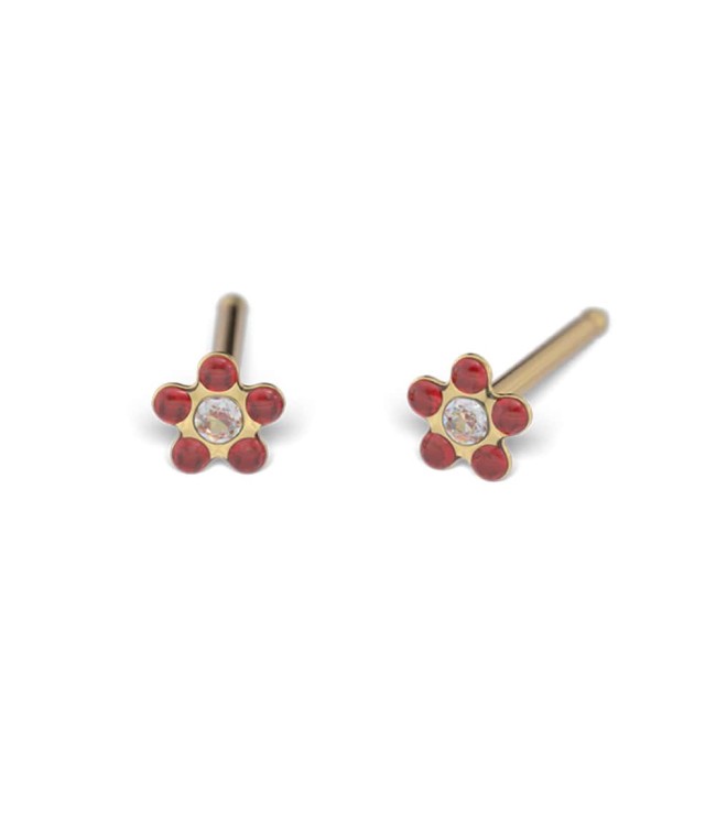 Studex Gold-Plated Baby Daisy Ruby Earrings, 3mm, 7581-6074