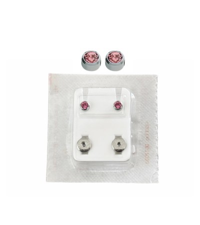 Studex Oval Children's Earrings with Pink Stones, 3.95 mm