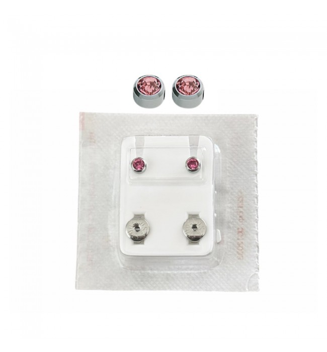 Studex Oval Children's Earrings with Pink Stones, 3.95 mm