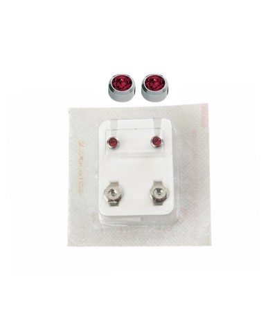 Studex Oval Children's Earrings with Red Stones, 3.95 mm