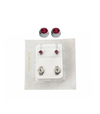 Studex Oval Children's Earrings with Red Stones, 3.95 mm