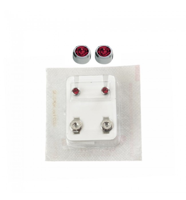 Studex Oval Children's Earrings with Red Stones, 3.95 mm
