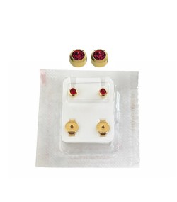 Studex Oval Children\'s Gold Tone Earrings with Red Stones, 3.95 mm