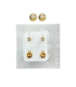 Studex Oval Children\'s Gold Tone Earrings with White Stones, 3.95 mm